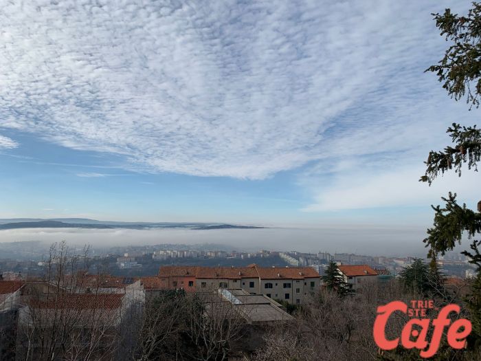 L'effetto del sabato mattina cielo - nebbia bassa incanta i triestini 