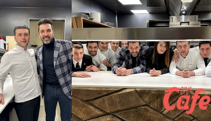 L'ex portiere della Nazionale con Ilaria d'Amico a cena dallo chef triestino Emin Haziri