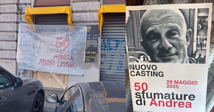 “50 sfumature di Andrea”: misterioso cartello in piazza Giotti scatena la curiosità dei passanti