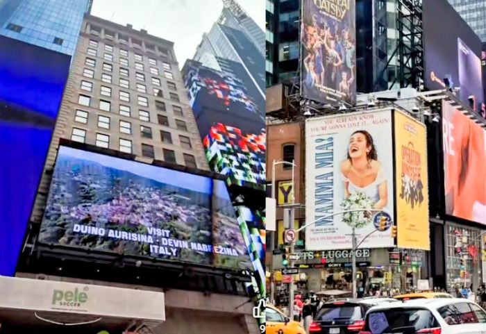 Dal Carso a Manhattan: le immagini di Duino Aurisina sui maxi schermi di Times Square (VIDEO) 