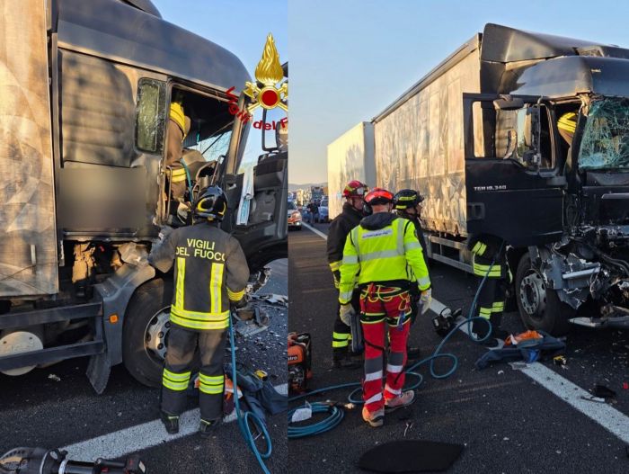 Incidente sul RA13, tamponamento tra due camion: estratto un conducente ferito