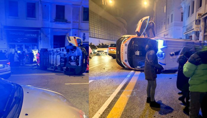 Ambulanza si ribalta in via Carducci a Capodanno, paura e traffico bloccato