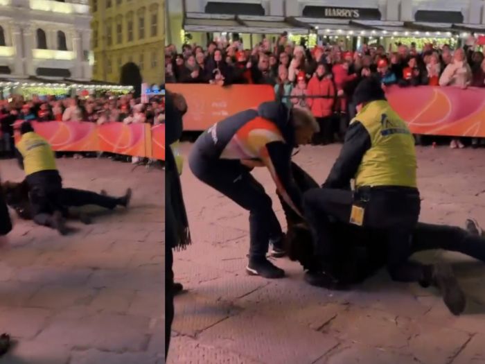 Colpo di scena durante festa della fiamma: pro Pal tenta di bloccare passaggio in piazza Unità (VIDEO) 