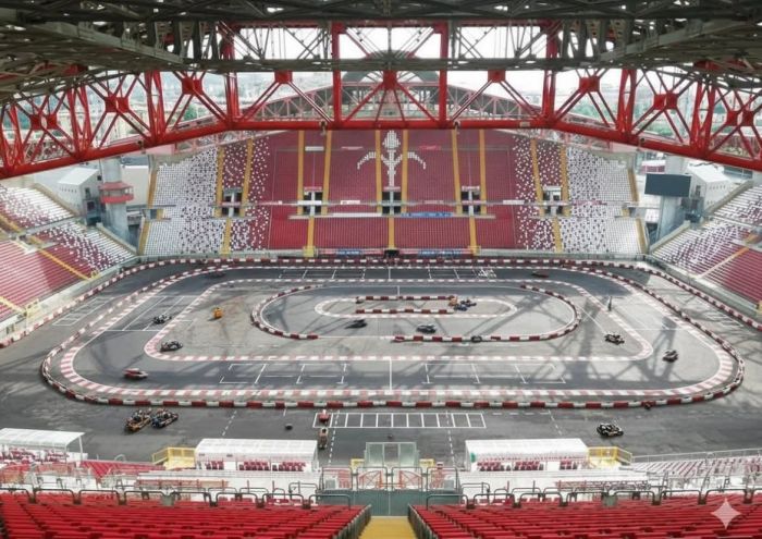Fantasia ad alta velocità, stadio Rocco reinventato come tempio dei motori in un rendering virale
