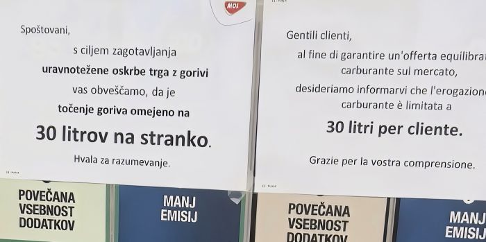 Slovenia, compagnie decidono tetto all'acquisto carburante ai distributori