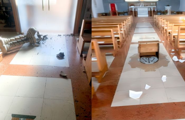 Vandalismo Chiesa Valmaura, dall’indignazione all’aiuto, triestina lancia raccolta per l’acquasantiera