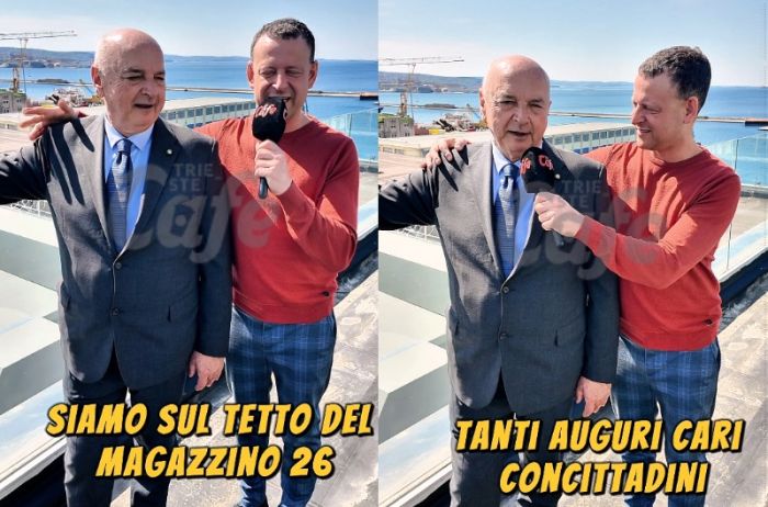 Buona Pasqua dal sindaco sul tetto del Magazzino 26: “Momento magico da 30 anni” (VIDEO) 