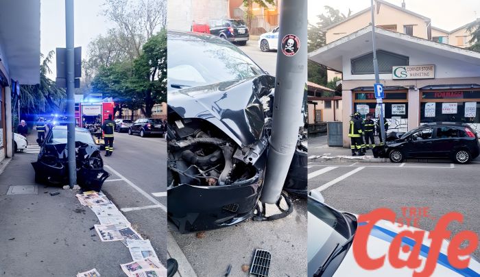 Borgo San Sergio, auto si schianta contro un palo: paura in via Forti nella prima serata