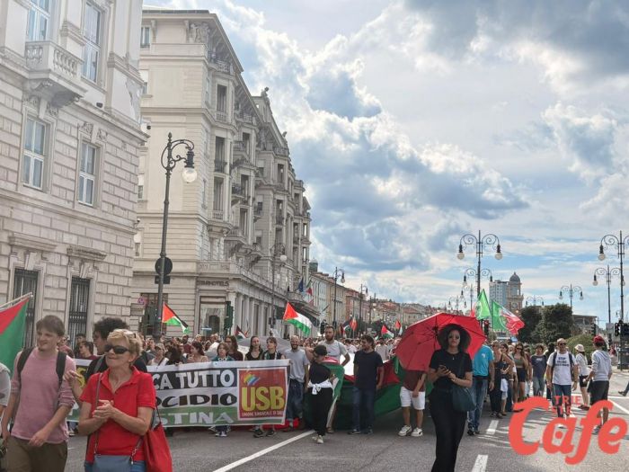 Trieste, corteo per la Palestina: scontri, cassonetti spostati e intervento delle forze dell’ordine