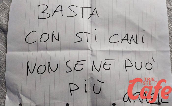 Fvg, biglietto anonimo intimidatorio contro una coppia proprietaria di amici a 4 zampe 