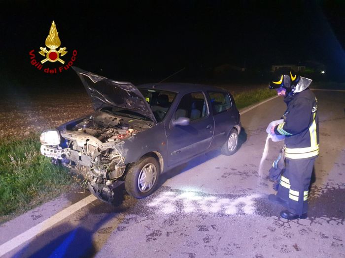 Breganze, perde il controllo dell’auto e abbatte due pali del telefono: illeso l’autista