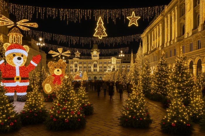 Un’idea oltre ogni immaginazione: Trieste sommersa da maxi addobbi e milioni di luci natalizie