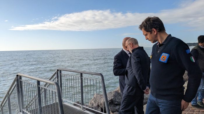Questa mattina sopralluogo di Dipiazza, Riccardi e Babuder a Barcola per la conta dei danni 