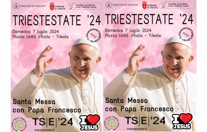 Santa Messa del Papa a Trieste, la locandina piena di "morbin" impazza sui social!