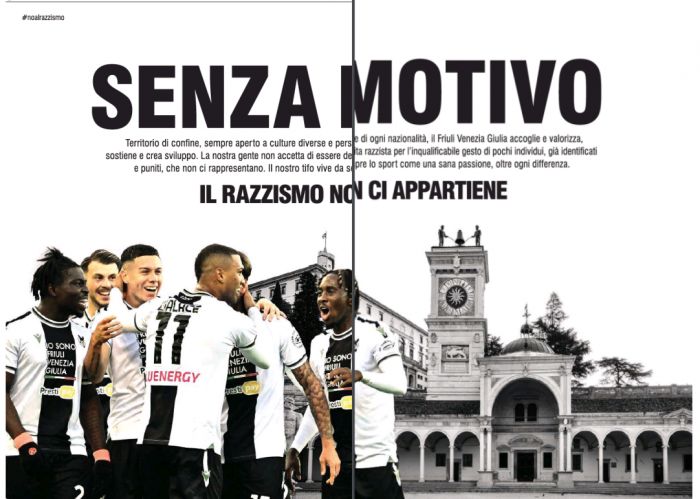 Calcio, Regione Friuli Venezia Giulia sulla Gazzetta dello Sport: "il razzismo non ci appartiene"