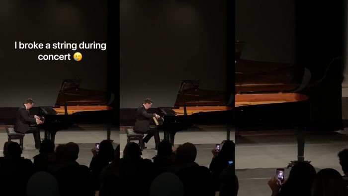 Gli si rompe una corda in concerto, video virale del giovane pianista triestino Emanuele Savron (VIDEO)