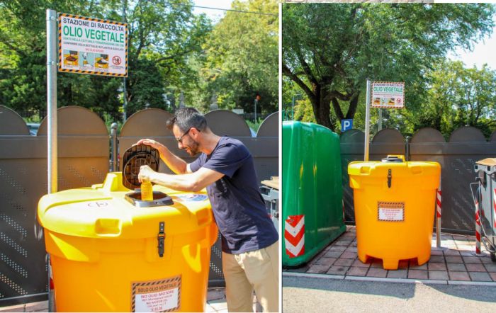 Inaugurato il primo punto di raccolta degli olii esausti nel parcheggio di fronte Villa Revoltella
