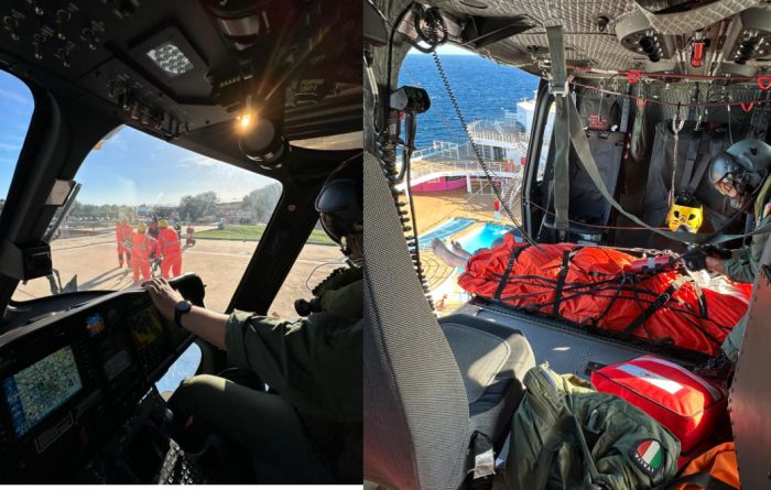 Elicottero dell’Aeronautica Militare recupera un uomo da crociera a largo delle coste della Sardegna
