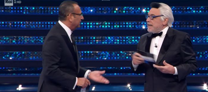 Sanremo, Nino Frassica arriva imitando il 'ciuffo' di Malgioglio