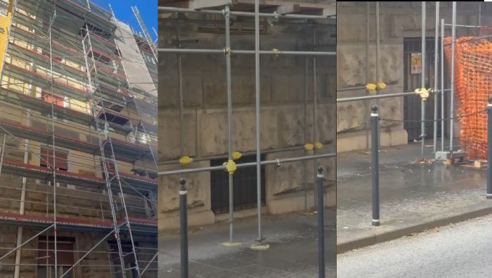 Getto d’acqua da un’impalcatura in centro: giovane triestino colpito mentre cammina in via Belpoggio