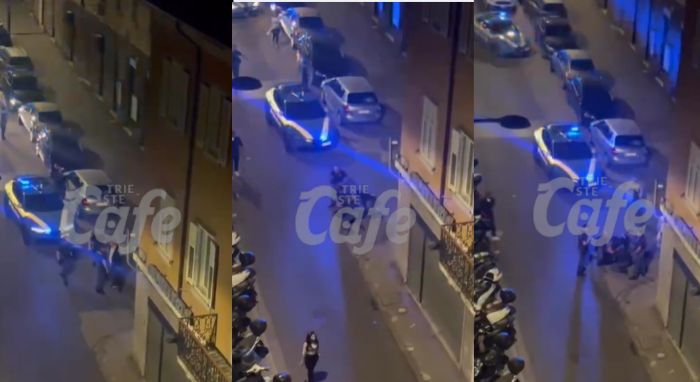 Delirio in strada in via Settefontane: imbriaghela affronta la polizia, 5 agenti per fermarlo (VIDEO)