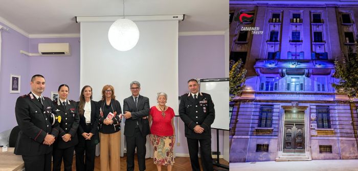 La Caserma dei Carabinieri di Trieste si illumina di viola per la giornata mondiale dell’Alzheimer