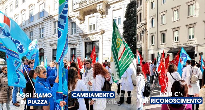 Farmacisti in presidio davanti alla Regione: “Servizi aumentano, ma stipendi fermi” (VIDEO)