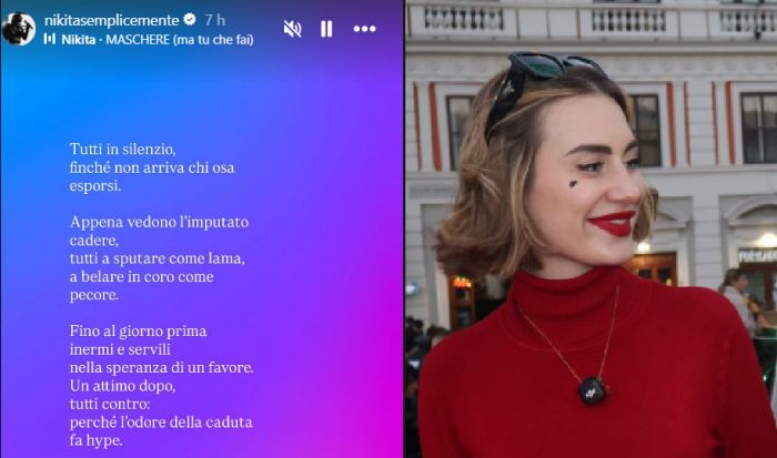 “Tutti in silenzio, poi il branco’: il post di Nikita Pelizon e l’eco della vicenda Signorini–Corona