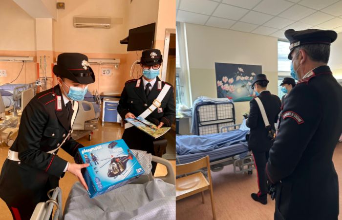 Natale in uniforme tra corsie e sorrisi: i Carabinieri al Burlo portano doni ai piccoli pazienti