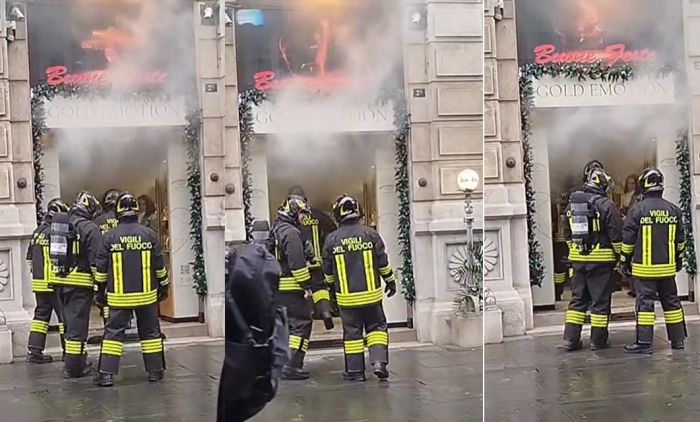 Denso fumo da una gioielleria a due passi da piazza Unità: intervento dei vigili del fuoco (VIDEO)