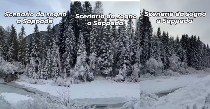 Scenario da cartolina a Sappada, il gelo disegna un paesaggio da fiaba nel cuore dell’inverno (VIDEO)