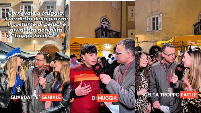 Carnevale a Muggia, voci dalla piazza: il costume di peluche divide tra genialità e “troppo facile” (VIDEO) 