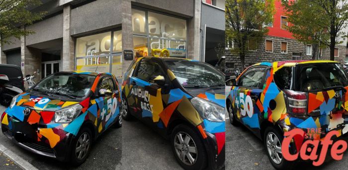 Diego festeggia i 50 anni: amici trasformano la sua auto in un arcobaleno su quattro ruote