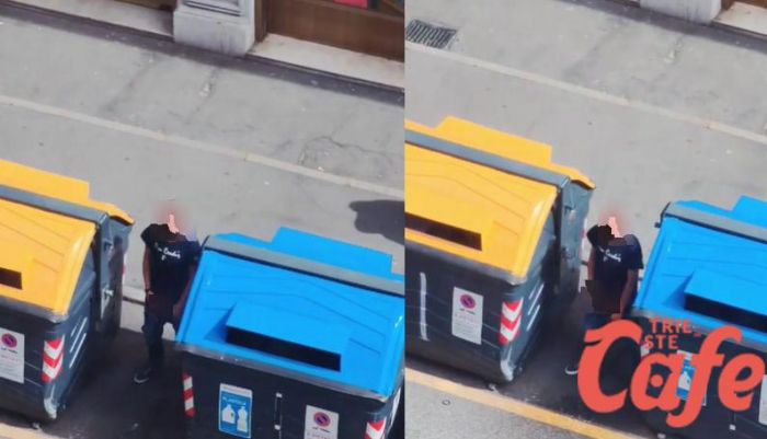 Urina continuamente tra i bidoni in pieno giorno in via Coroneo: residenti esasperati (VIDEO)