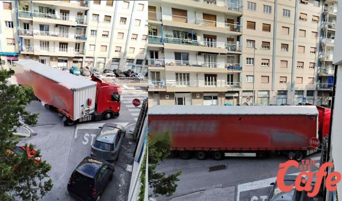 Camion incastrato all’incrocio tra via Cantù e via del Castagneto: manovra azzardata paralizza la viabilità