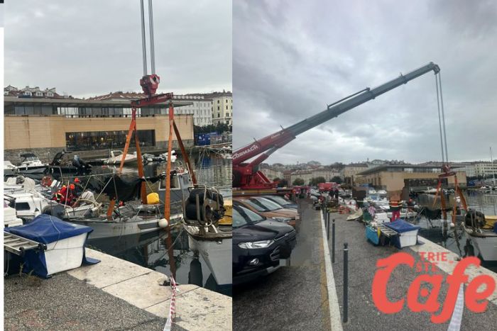 Trieste, recuperato un peschereccio affondato al Molo del Marina San Giusto