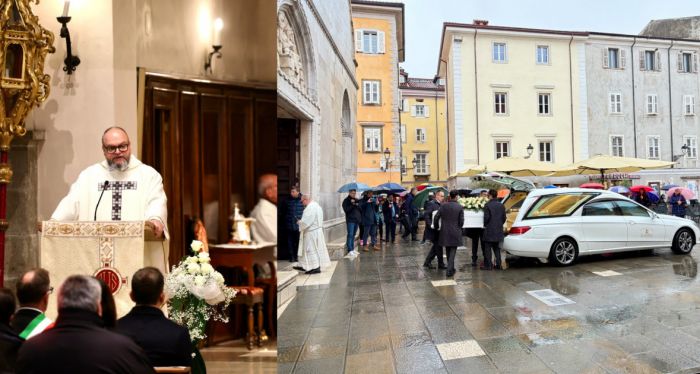 Funerali del piccolo Giovanni Trame, in centinaia a Muggia per estremo saluto