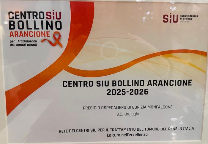 Bollino arancione SIU alla Clinica Urologica di Gorizia per eccellenza nel trattamento dei tumori renali