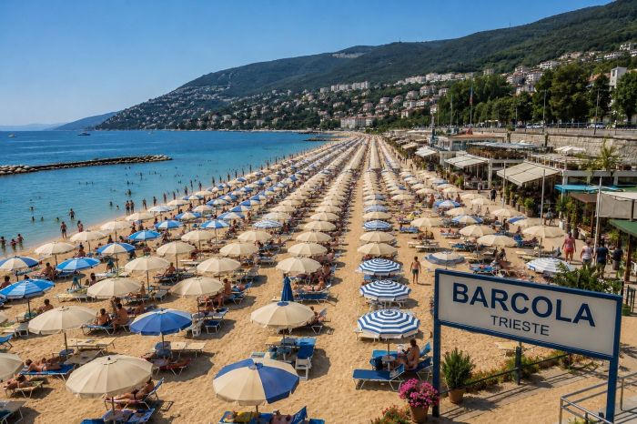 Barcola da sogno, tra sabbia dorata e mare infinito: la foto che accende stupore, fantasia e voglia d’estate