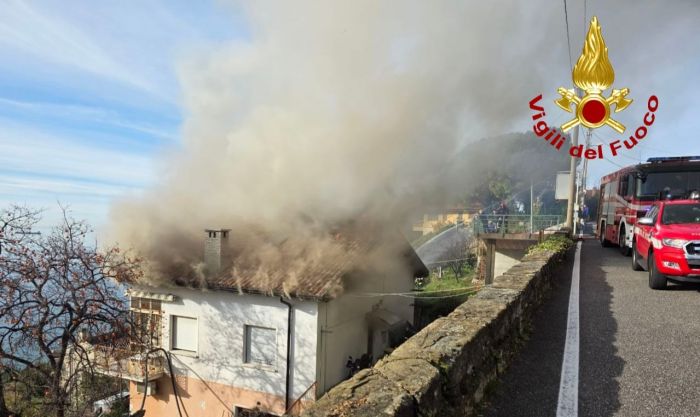 Fiamme in una casetta in Strada del Friuli: intervento massiccio dei Vigili del Fuoco