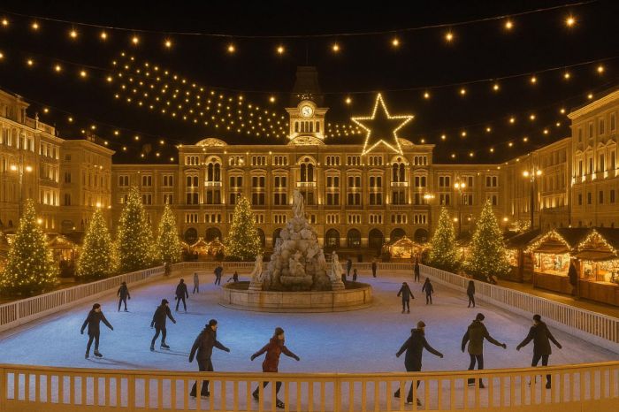 Trieste pensa già al Natale: pista di ghiaccio in piazza Unità e regia anticipata: la città sogna (VIDEO)