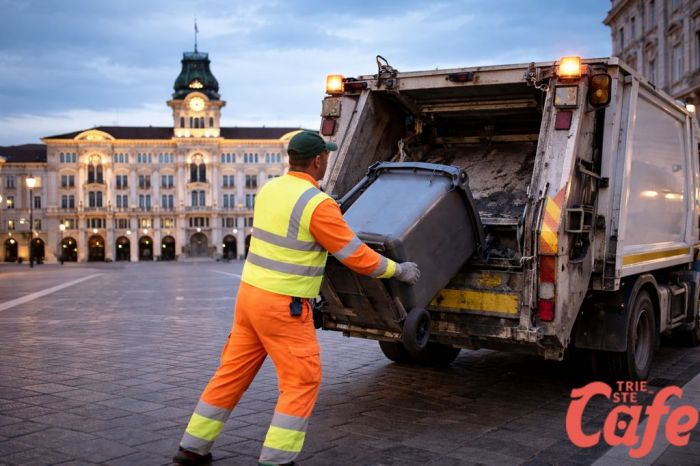 Trieste pulita all’alba, “non vogliamo grazie ma rispetto”: la voce di un operatore ecologico