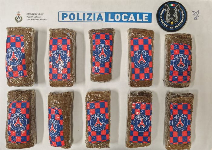 Il Cane Galant fiuta oltre un chilo di hashish a Udine