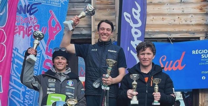 Gran primo podio nella Coppa Europa di snowboardcross per il muggesano Federico Podda