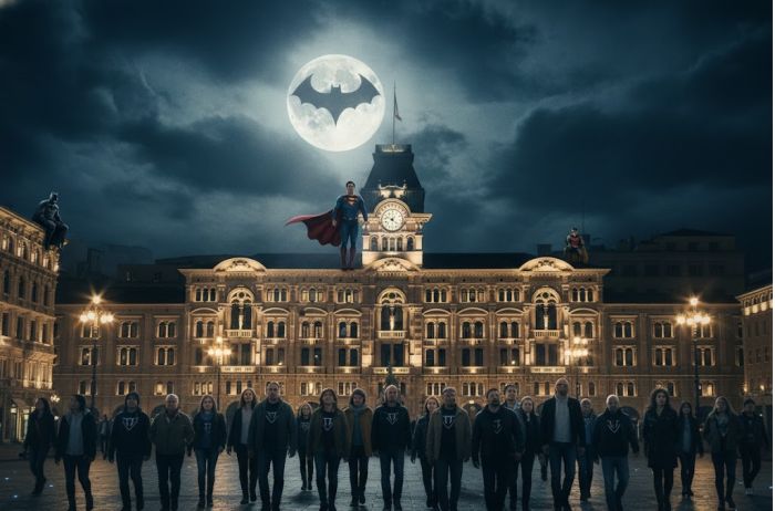 "Trieste come Gotham City", un triestino invoca in città Batman, Robin e persino Superman