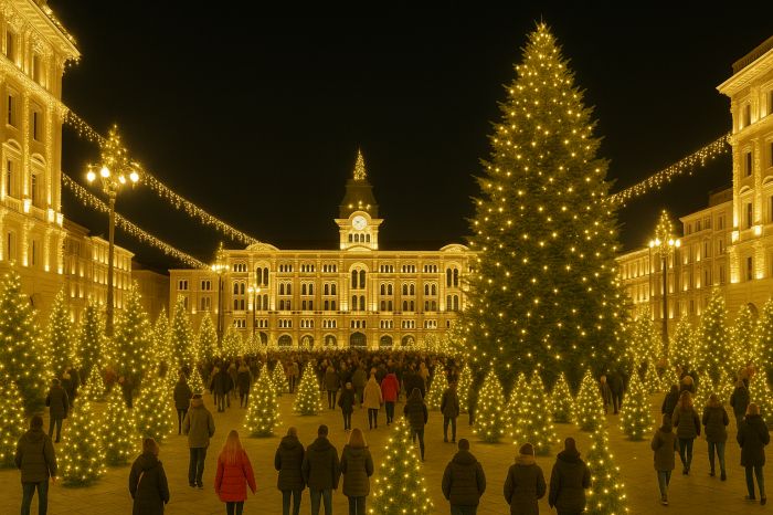 Grido di una concittadina: "Troppi pochi 24 abeti in piazza Unità, Trieste sia illuminata a giorno! 