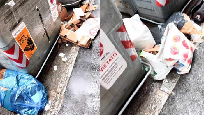 Rifiuti fuori posto in Via della Madonnina, dove ancora una volta la maleducazione regna sovrana