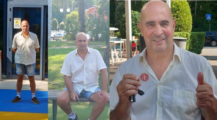 Ieri Giorgio Marchesich in gita a Lignano Sabbiadoro tra selfie e allegria