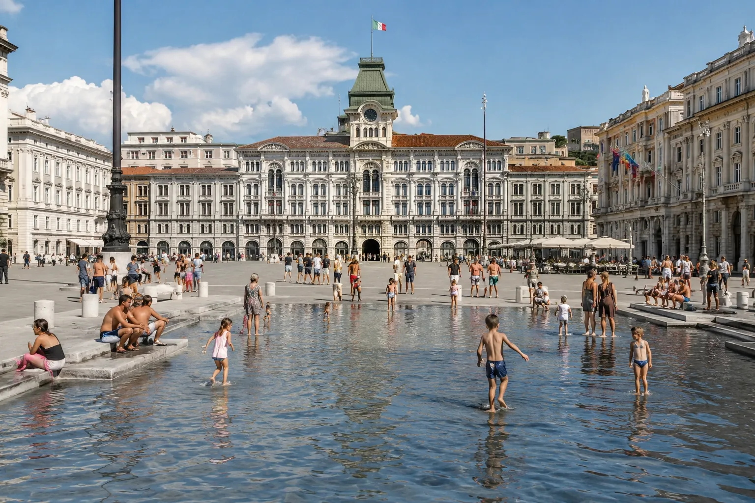 Trieste, il sogno di un cittadino: «E se piazza Unità diventasse così nelle giornate più calde?»