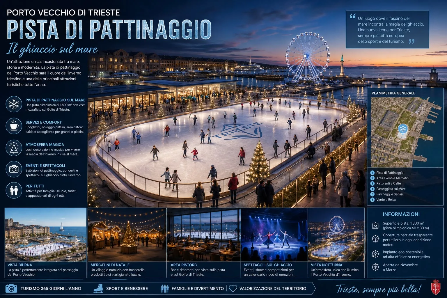 Trieste sogna in grande: una pista di pattinaggio sul mare per trasformare il Porto Vecchio di Trieste